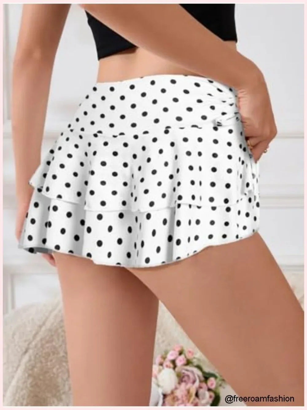 Y2K Mini Ruffle Skort with Shorts Tiered A-Line Drawstring